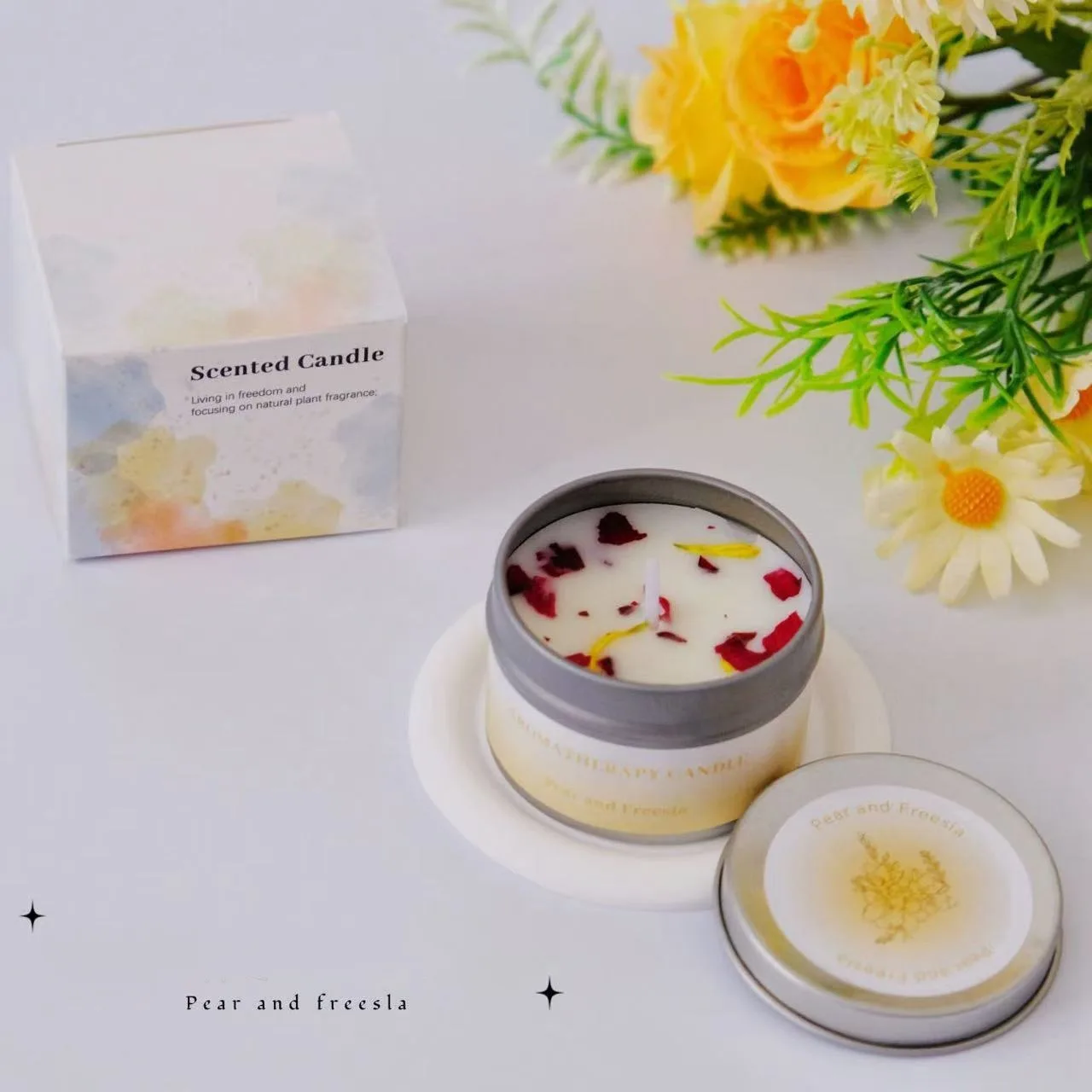 12 candele profumate senza fumo con fiori secchi in cera di soia per matrimoni, San Valentino e decorazioni per l'atmosfera domestica, regalo profumato