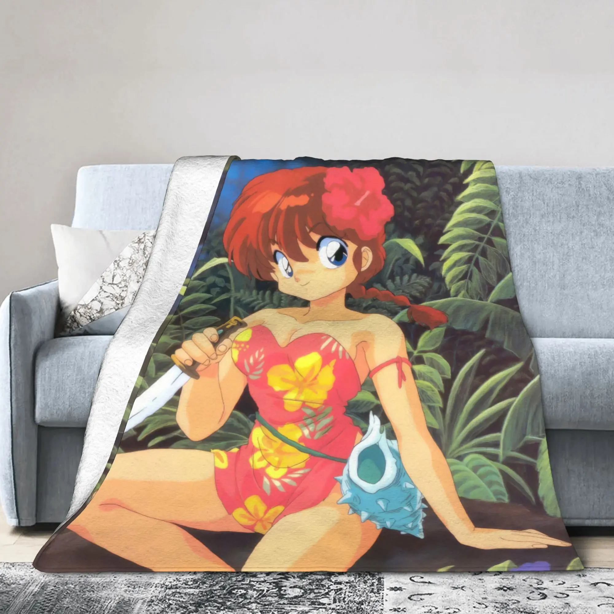 Ranma Japanese Anime Blankets Flannel Decoration  Portable Lightweight Throw Blankets for Bed Office Bedspread