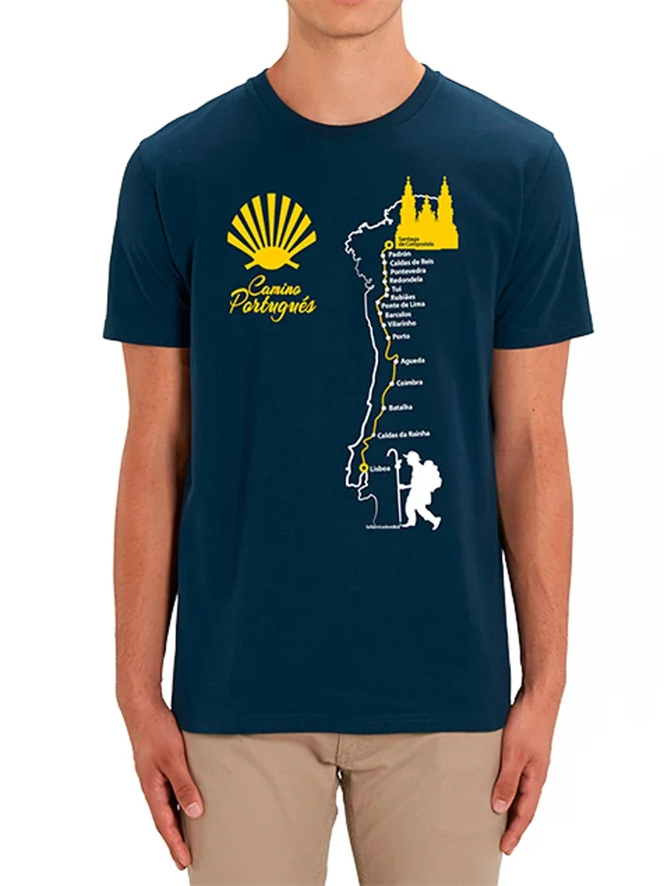 Camino de Santiago Portugal T-Shirt New 100% Cotton Short Sleeve O-Neck Harajuku Casual Mens T-shirt Streetwear