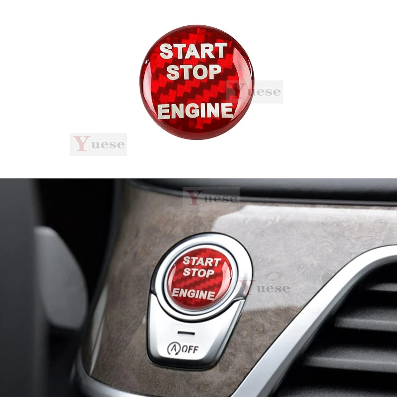 For BMW X1 X3 X4 X5 X6 F30F10 F01 F32 F15 F25 G30 G31 G11 G12 Start Stop Button Cover Carbon Fiber Engine Key Sticker Trim Cover