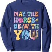 Polarshe Funny May The Horse Shirt Be With You Толстовка унисекс с круглым вырезом для любителей лошадей