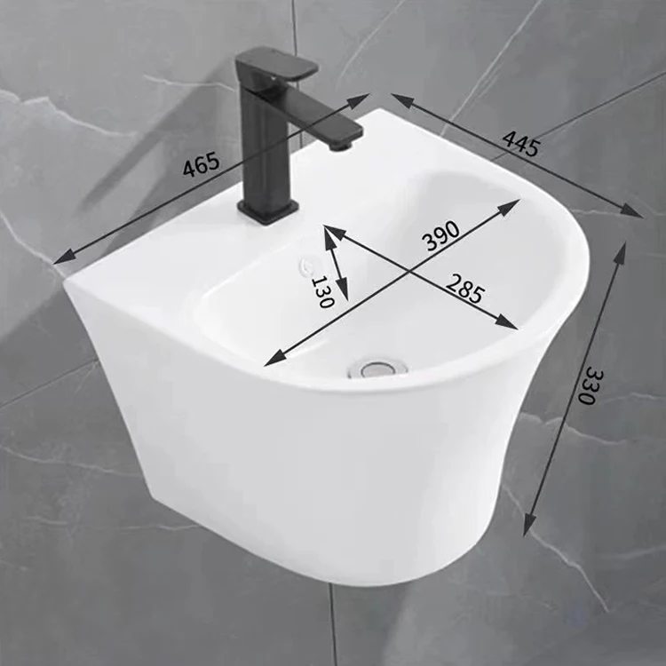 China Supplier Hotel Hot Sale Ceramic Sanitary Ware Sink Bathroom Wash Basin Wall Mount