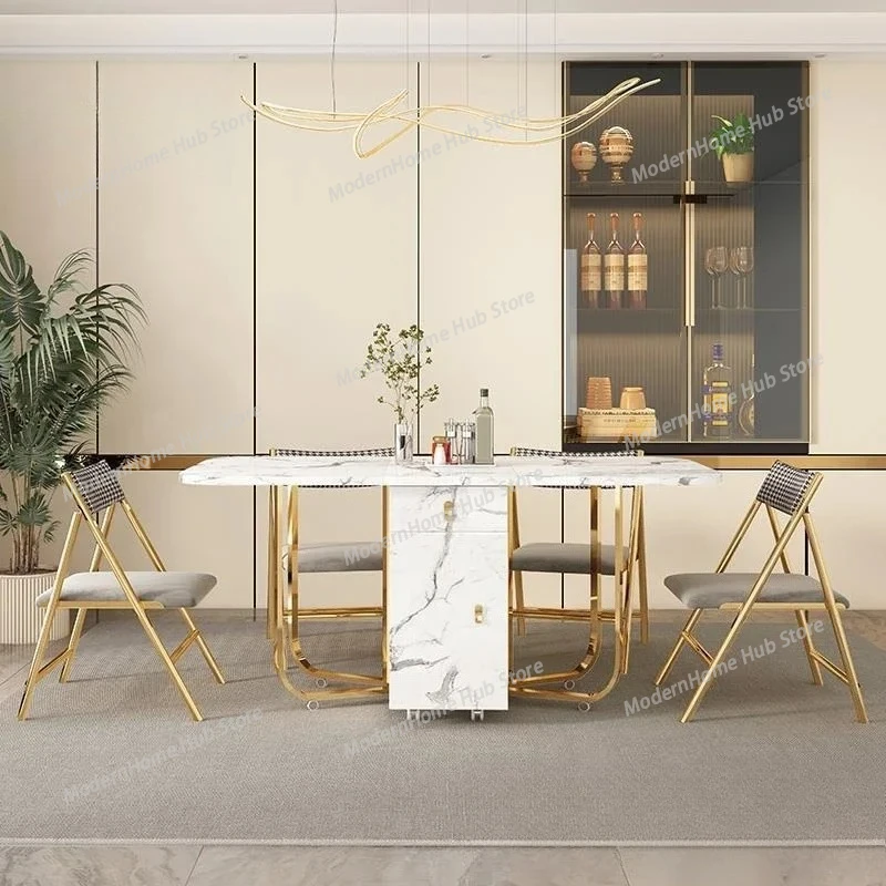 Fashion  Movable Folding Dining Table Furniture Multifunctional Rectangle Movable Dining Table and Folding Chairs  furniture