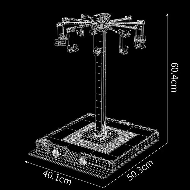 モールドキング 11016 遊園地のおもちゃ 電動フライングスイングライド 1581ピース 組み立てブロック ローラーコースター ブロックギフト