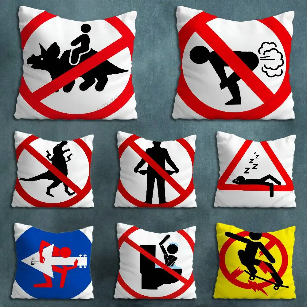 Warning Icon Danger funny Various Sizes Square Pillow Case For Car Home Bedchamber Decor Birthday Gift
