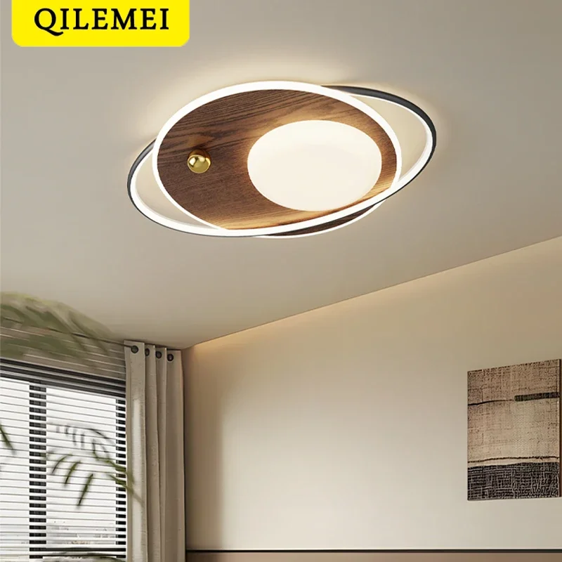 Creative Magic Bean Bedroom Ceiling Lamp Simple Modern Eye Protection Living Room Walnut Wood Color Lamp Nordic Designer Light