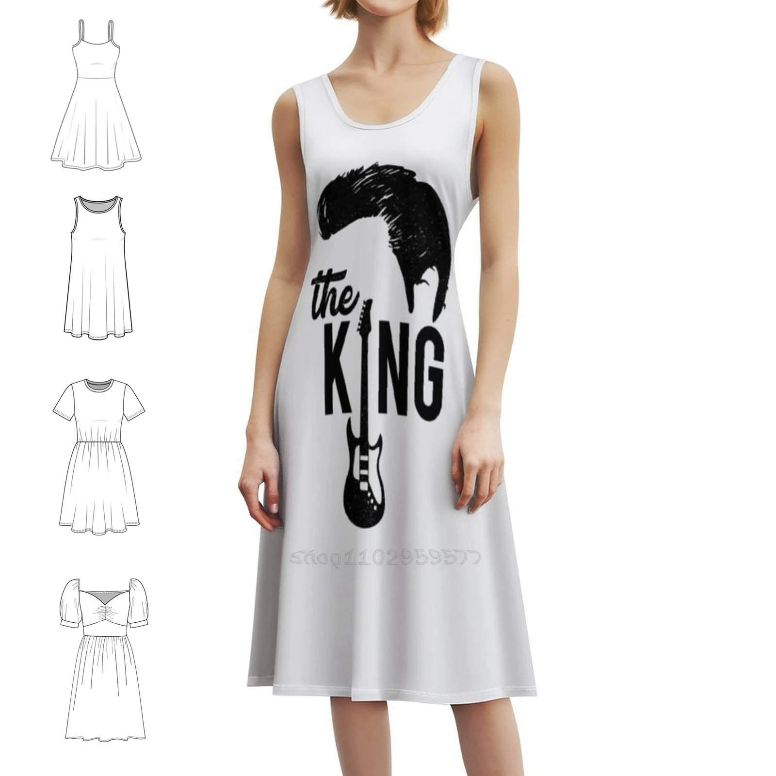 

Elvis Elvis The King | Perfect Gift Floral Smock Dress For Women Spring Summer Casual Dress For Party Elvis Lisa Presley The