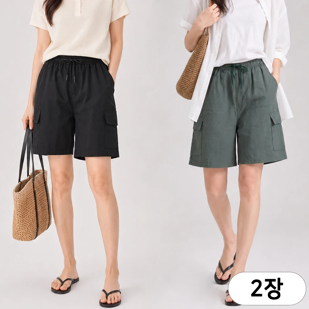 [SPM Sports] Summer 1+1 Women's Air Cargo Shorts Women's Women Cooling Gunnery Lightweight Banding Cool Half-Length Shorts Pants Daily Casual Plus Size