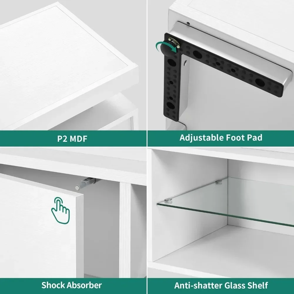 Presa di corrente per mobile TV, 55/60/65 pollici, armadietto per centro di intrattenimento, archiviazione di massa, bianco, supporto per TV a LED