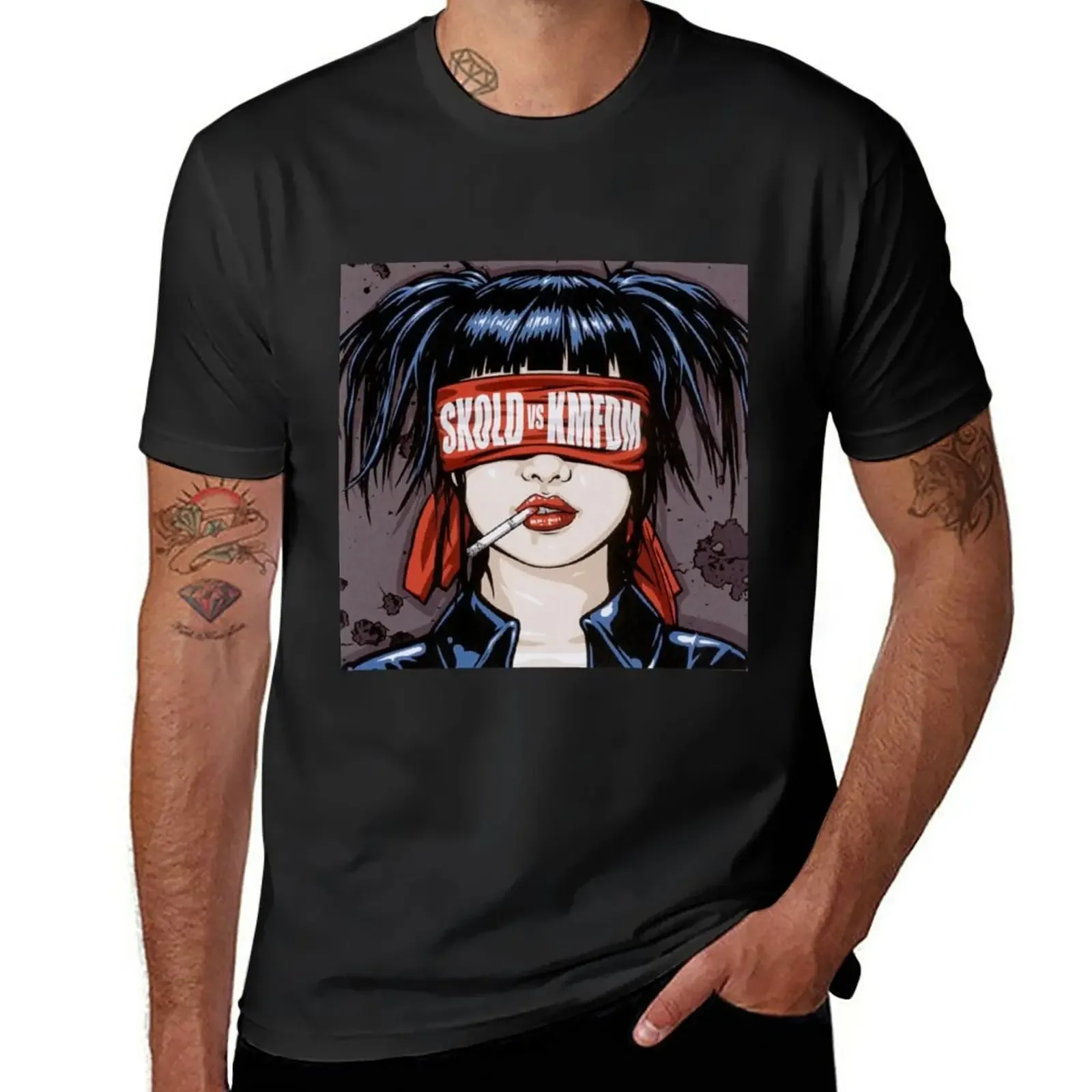 quick drying tops mens plain t shirts Kmfdm Skold Album Cover Music Industrial Sticker T-Shirt