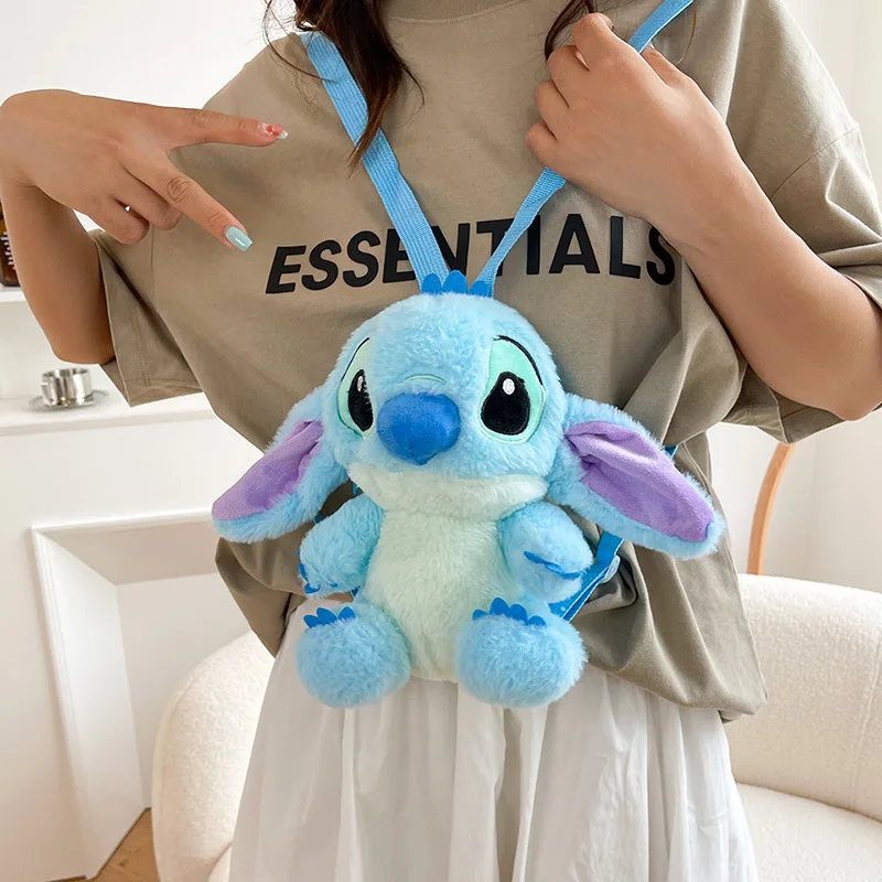 10pcs23cmGenuine Disney Stitch pluszowy plecak śliczne Anime rysunek wypchana lalka Kawaii Stitch zabawki dla dzieci przedszkole tornister