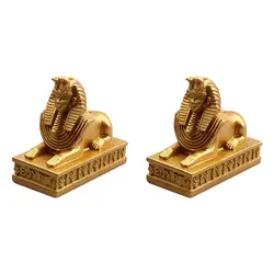 2Pcs Sphinx Statues Sculpture Egyptian Figurines Mythology Pharaoh Cabinet Decoration