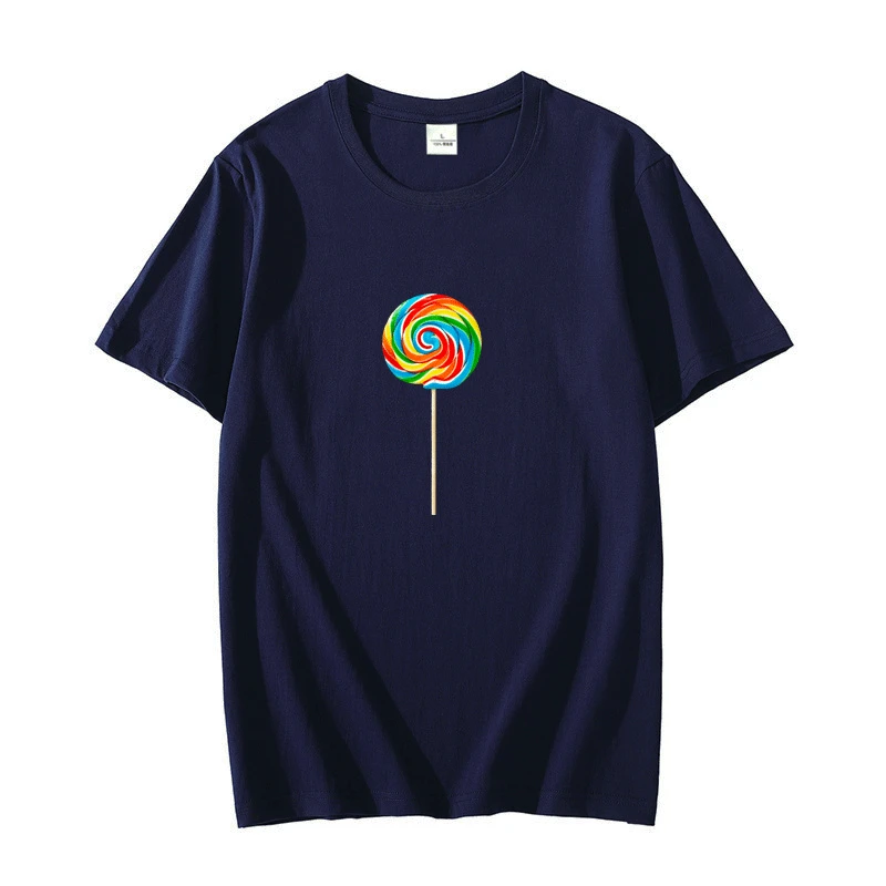 Colourful Lollipop Lollypop Sucker Unisex fashion Cotton T-shirt graphic t shirts oversize t-shirts Harajuku Men's clothing