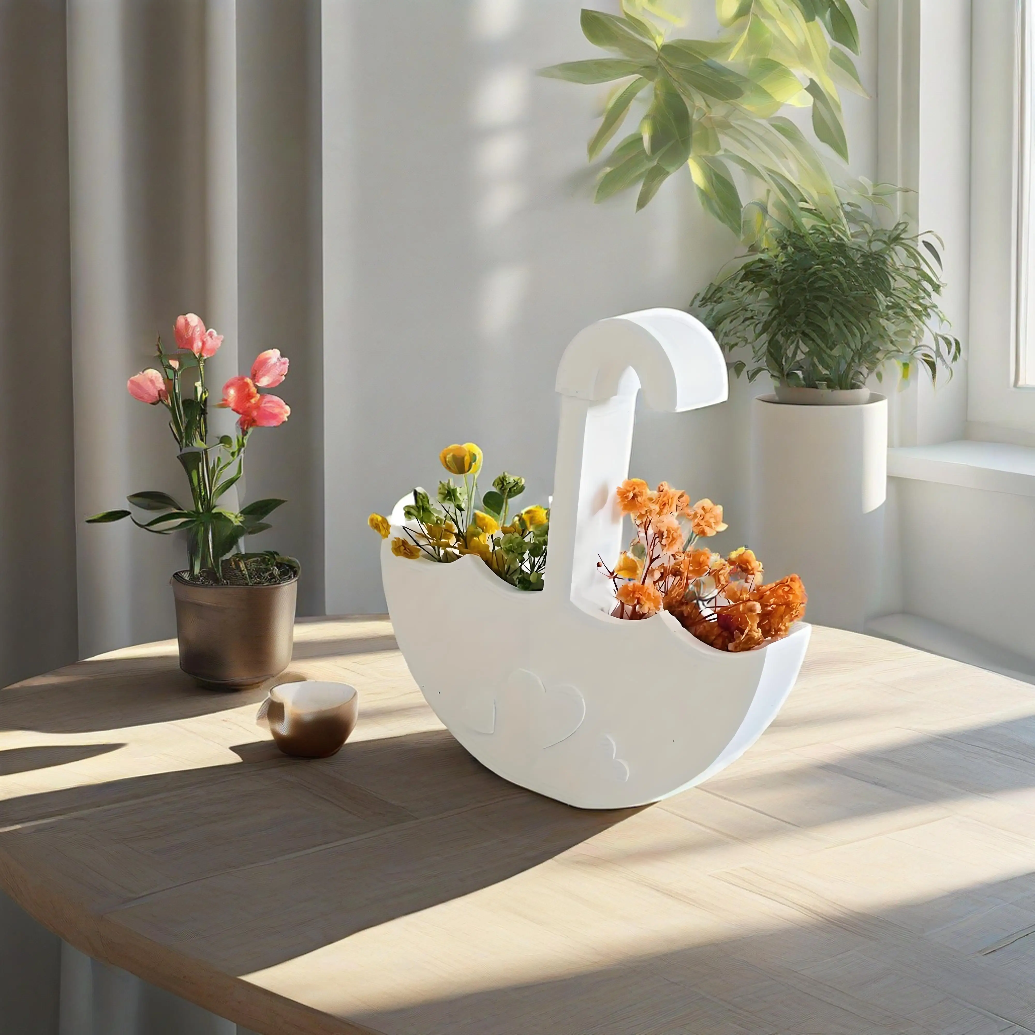 

Silicone Umbrella Mold With Heart Cutout - Dual-purpose Vase And Candle Holder, Suitable Diy Home Decoration, Craft Materials