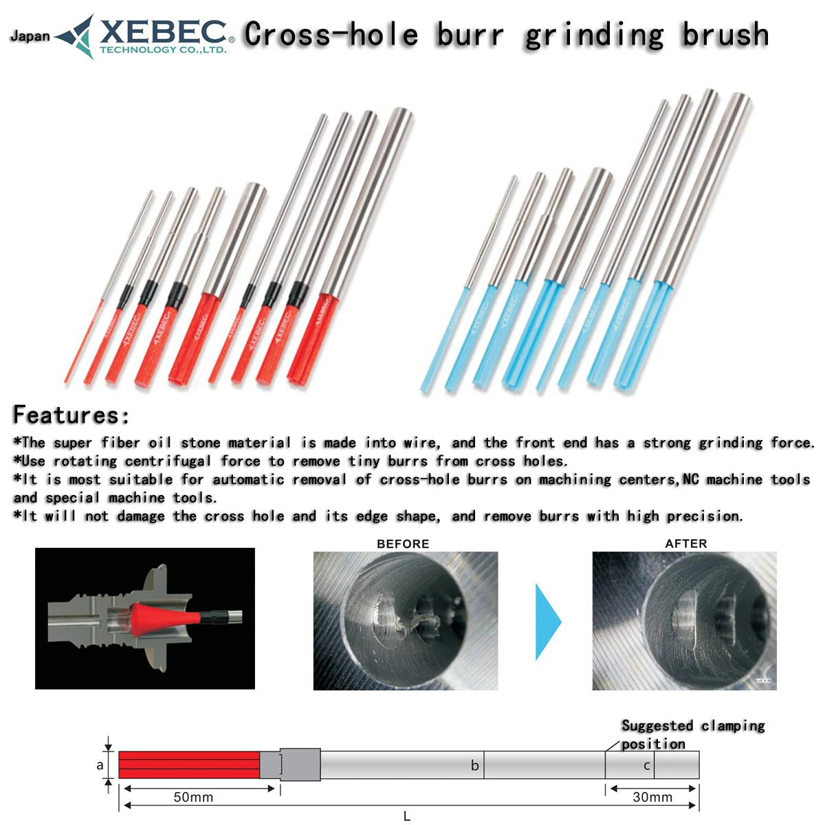 Imagem -02 - Xebec-fibra Cerâmica Pedra Broca Escova Burr Faca Marca Superfície de Moagem Furo Interno Workpiece Eficiente Japão