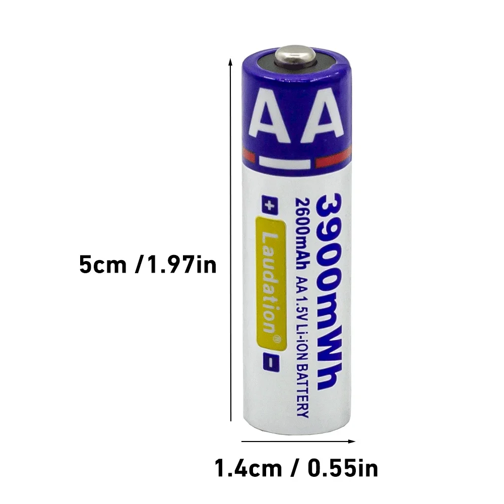 New AA Rechargeable li-ion Battery 1.5V 2600mAh 3900mWh for Computer Clock Radio Video Game Digital Camera remote mouse battery