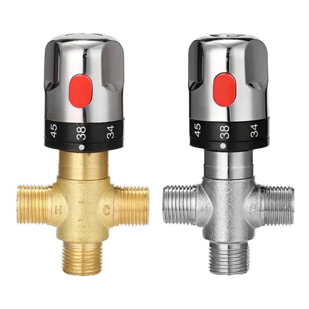 Bathroom Hot Water Mixing Valve Stable Temperature Control Shower Fitting 1/2Inch G Connector Leakproof Shower Room Adjustment