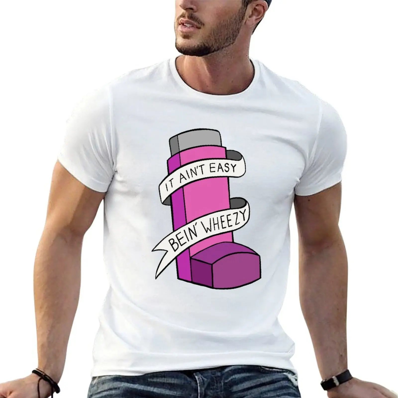 

It ain't easy bein' wheezy (Pink) Asthma T-Shirt t shirts for man pack white man t shirts graphic T-Shirt