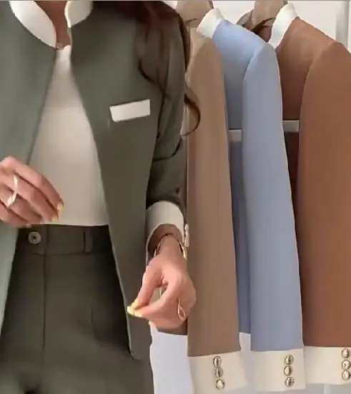 

Комплект блейзера, женская одежда, элитный дорожный костюм, комплекты пальто и брюк, осенне-зимний комплект из двух предметов для женщин, элегантные брючные наряды