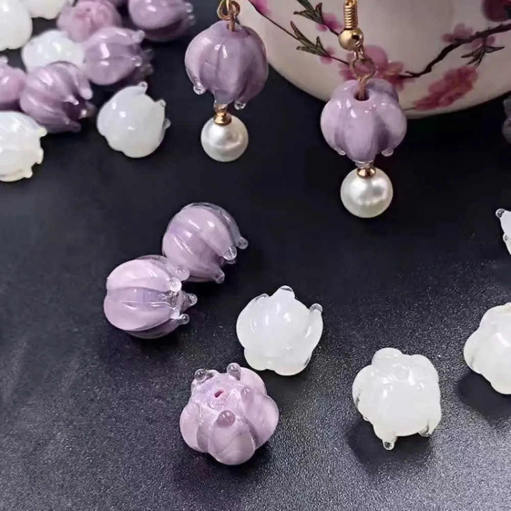 Making Kit Hairpin Crafts Glass Loose Beads Handmade Flower Bud Beads Bell Orchid Liuli Beads Ancient Style Lampwork Beads