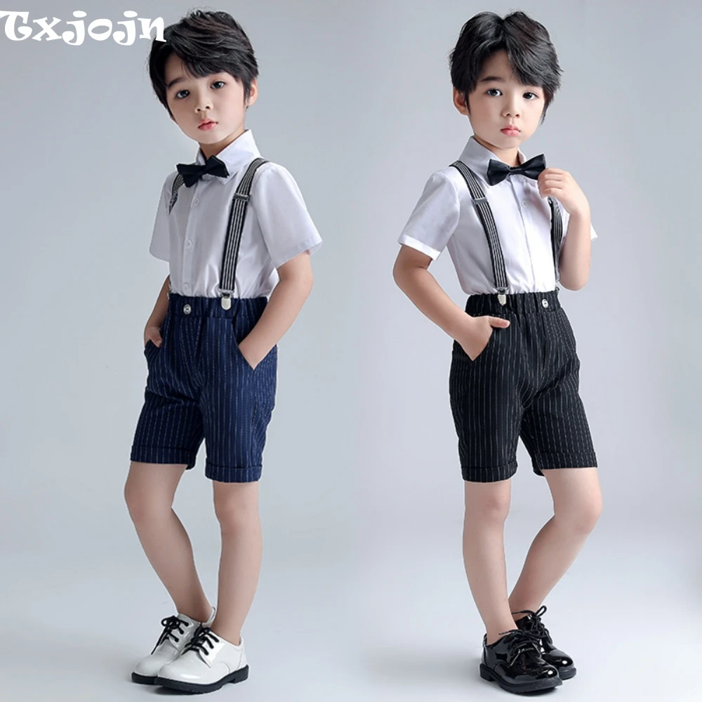 

Txjojn Boys Summer Breathable Jumpsuit 4 Pieces For Play Elegant Handsome Boys Overalls Sets Choir Performance Outfit In Stock