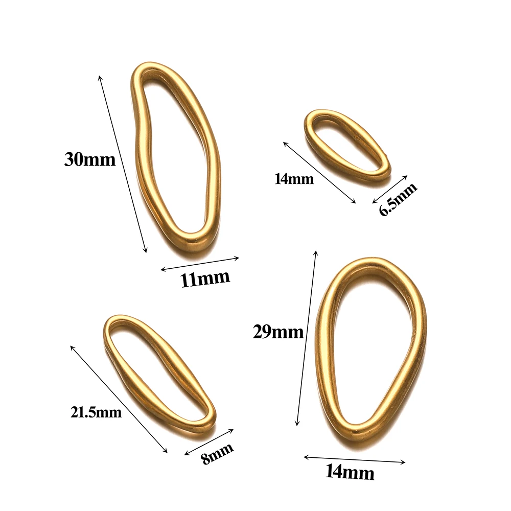 5 Stück Edelstahl-Anhänger in unregelmäßiger ovaler Form für DIY-Schmuckherstellung, Ohrringe, Halsketten-Verbinder, Armband-Zubehör – Detail 3