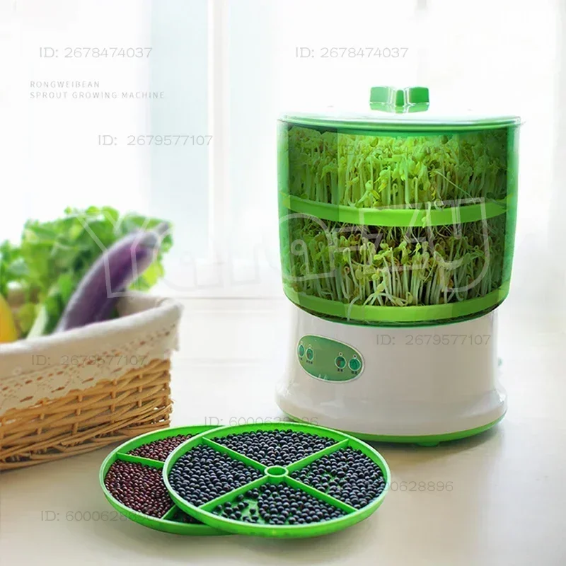 Intelligent Bean Sprouts Maker Thermostat Green Vegetable Seeds Growth Bucket Automatic Electric Sprout Buds Germinator Machine