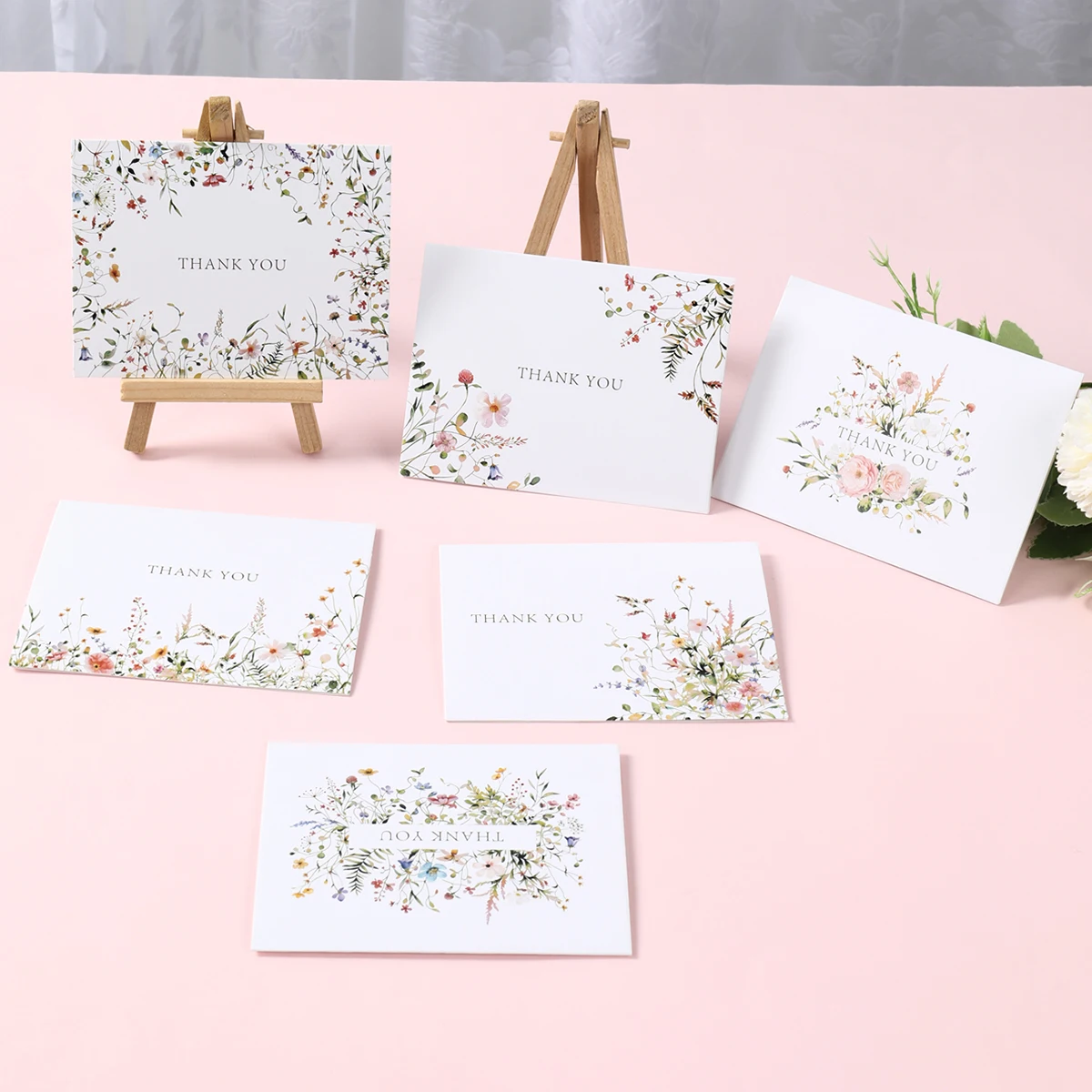 Thank You Greeting Card Envelope Sets Happy Birthday Party Decorations Spring Wild Flower Wedding Invitation Cards Party Gifts