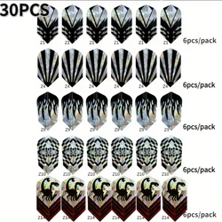 30 Pcs Durable Slim PVC Dart Flights Laser Reflective Designs for Steel Tip and Soft Tip Darts for Hobbyists Tournament Players