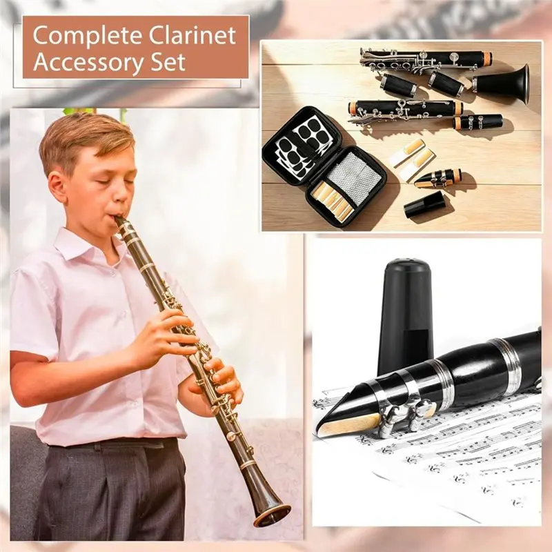 A64T-For Bb Clarinets 49 Pcs Replacement Kit Includes 24 Mouthpiece Pads, Ligature Reeds For Clarinet Parts And Accessories