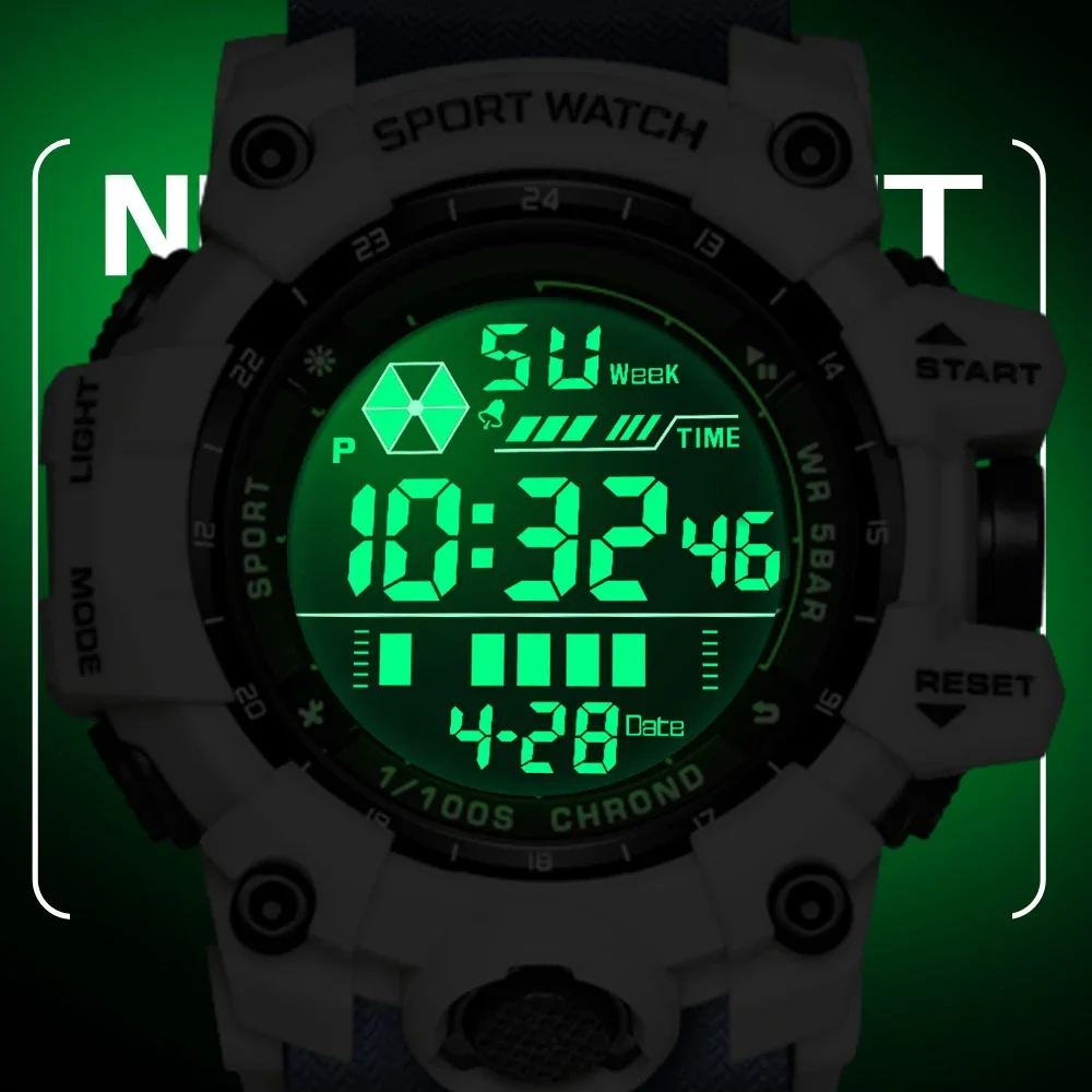 SANDA 6229 ساعة رقمية عسكرية رياضية نمط LED ساعات المعصم 50 متر مقاوم للماء الضوء الخلفي ساعة توقيت للرجال