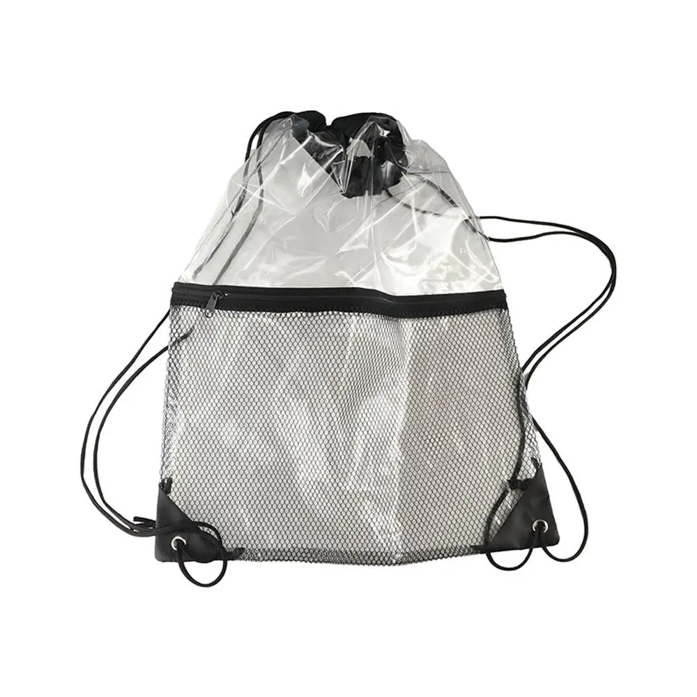 

Simple Large Capacity Drawstring Backpack Beach Bag Foldable PVC Transparent Bag Lightweight Shoulders Bag Jelly Bag Women