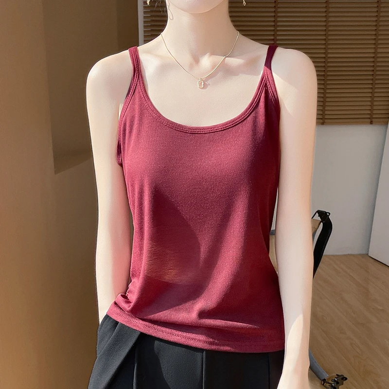 

ZOCEPT French Sexy U-neck Camisole Vest Women's Inner Wear 2025 New Summer Knitted Sleeveless Base Back Top Thin Solid Color