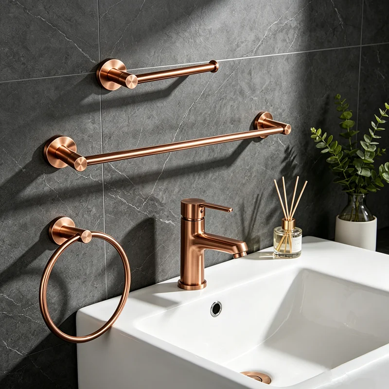Bathroom hardware set Bath towel rack rose gold fashionable towel rack storage rack holder toilet  pendant fashion