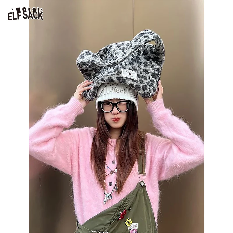 Elfsack 2025 여름 신상품 여성용 대용량 체크 무늬 토트 백