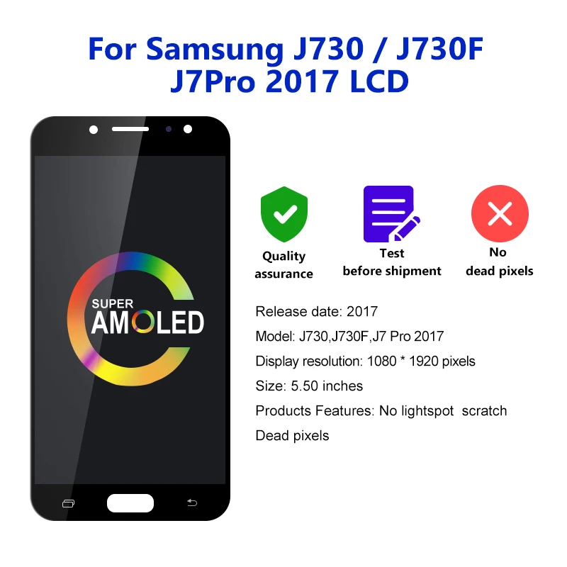 SUPER AMOLED 5.5 \'\'dla Samsung Galaxy J730 wyświetlacz LCD J730F ekran dotykowy Digitizer dla SM-J730F J7 Pro 2017 części zamienne