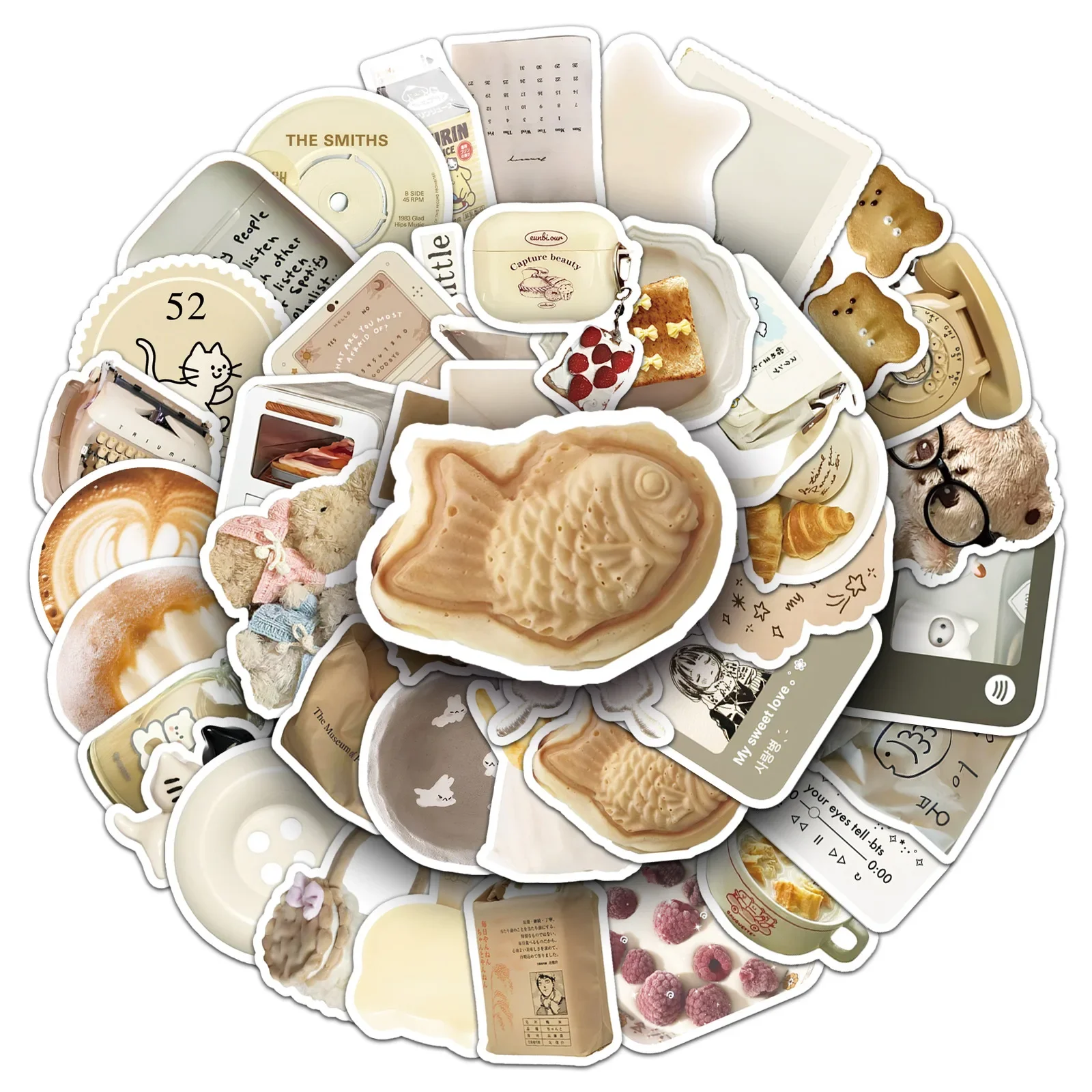 50PCS Cute Oat Latte Ins Style Graffiti Sticker Small Fresh Cartoon Afternoon Tea Creative Decorative Stickers DIY Guitar Gifts