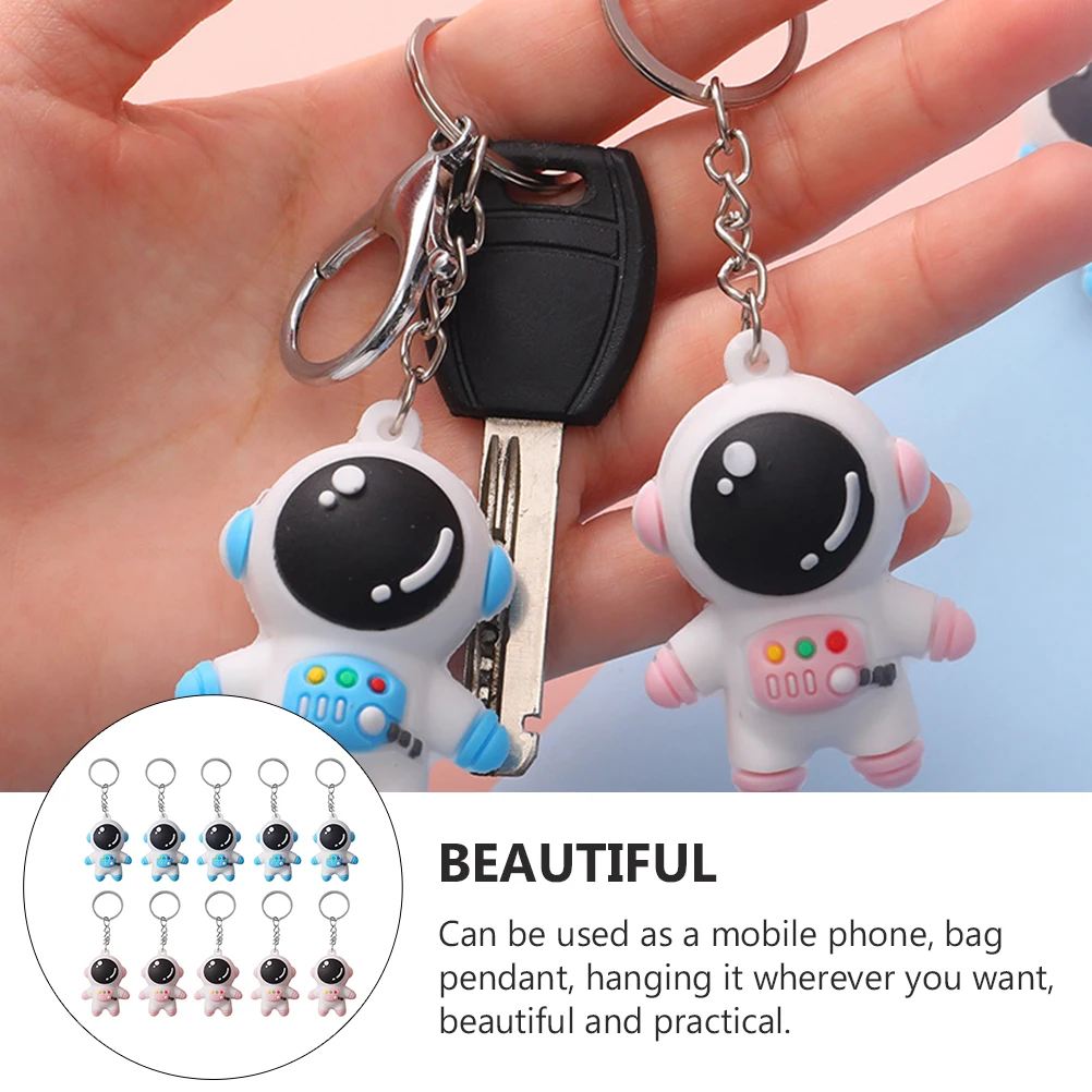 

10 Pcs Keychain Decor Key Ring Astronaut Pendant Cartoon Pendant Phone Bag Hanging Decor Birthday Gift