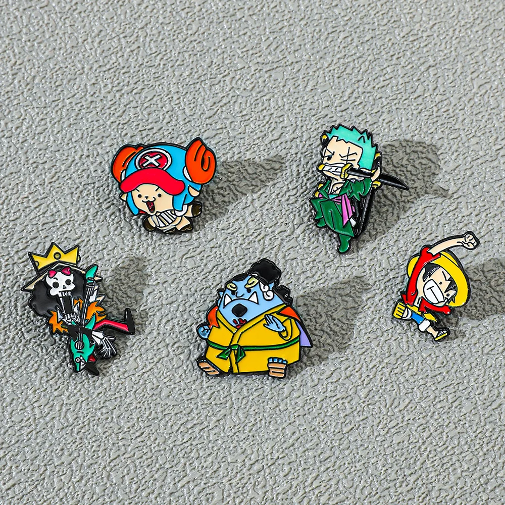 1set One Piece Anime Metal Brooch Luffy Roronoa Zoro Chopper Cute Figure Enamel Pins Diy Jewelry Accessories Badge Decoration