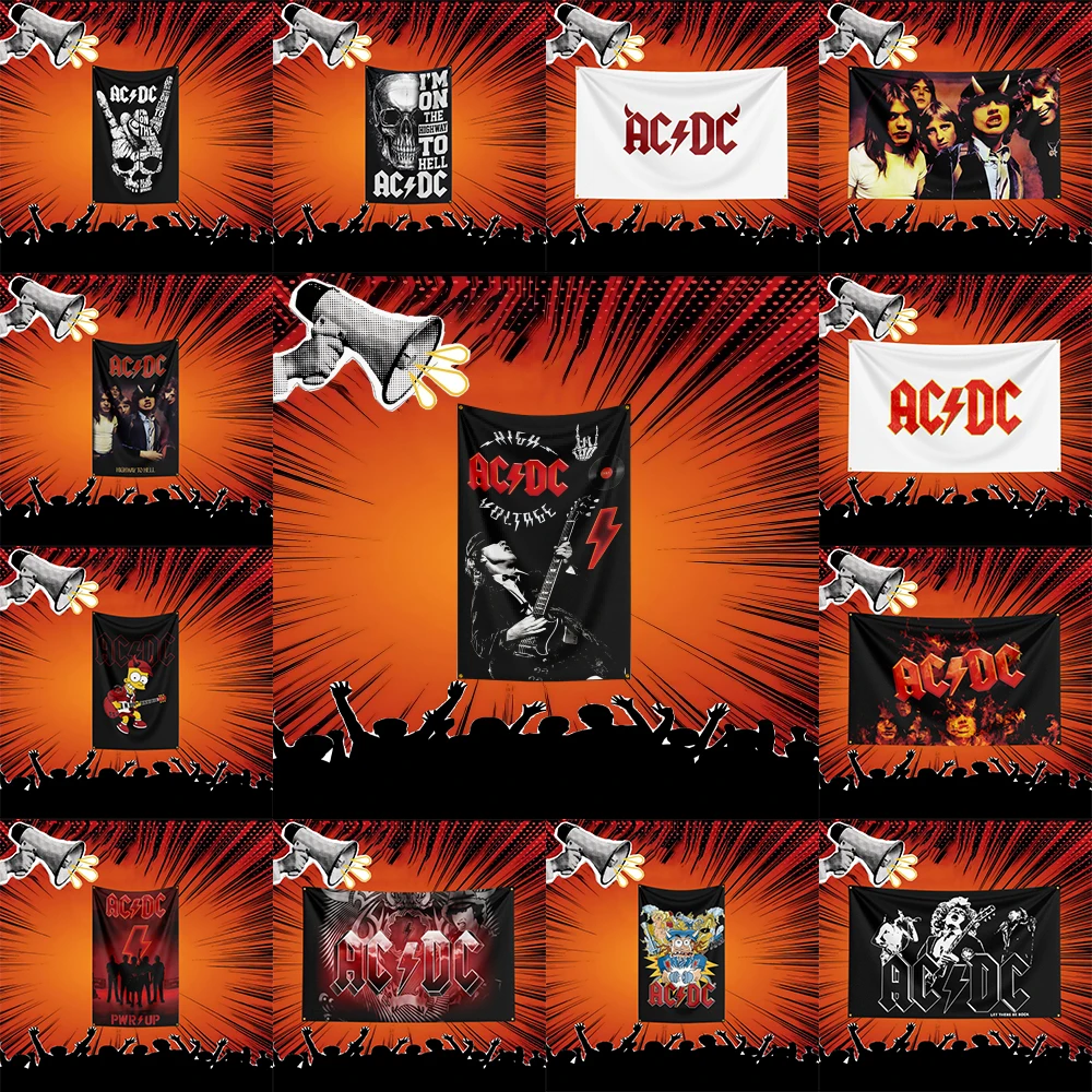 

ACDC Band Inspired Rock Music Flag 3x5 FT Polyester Banner For Bedroom Wall Decor Music Fans Gift