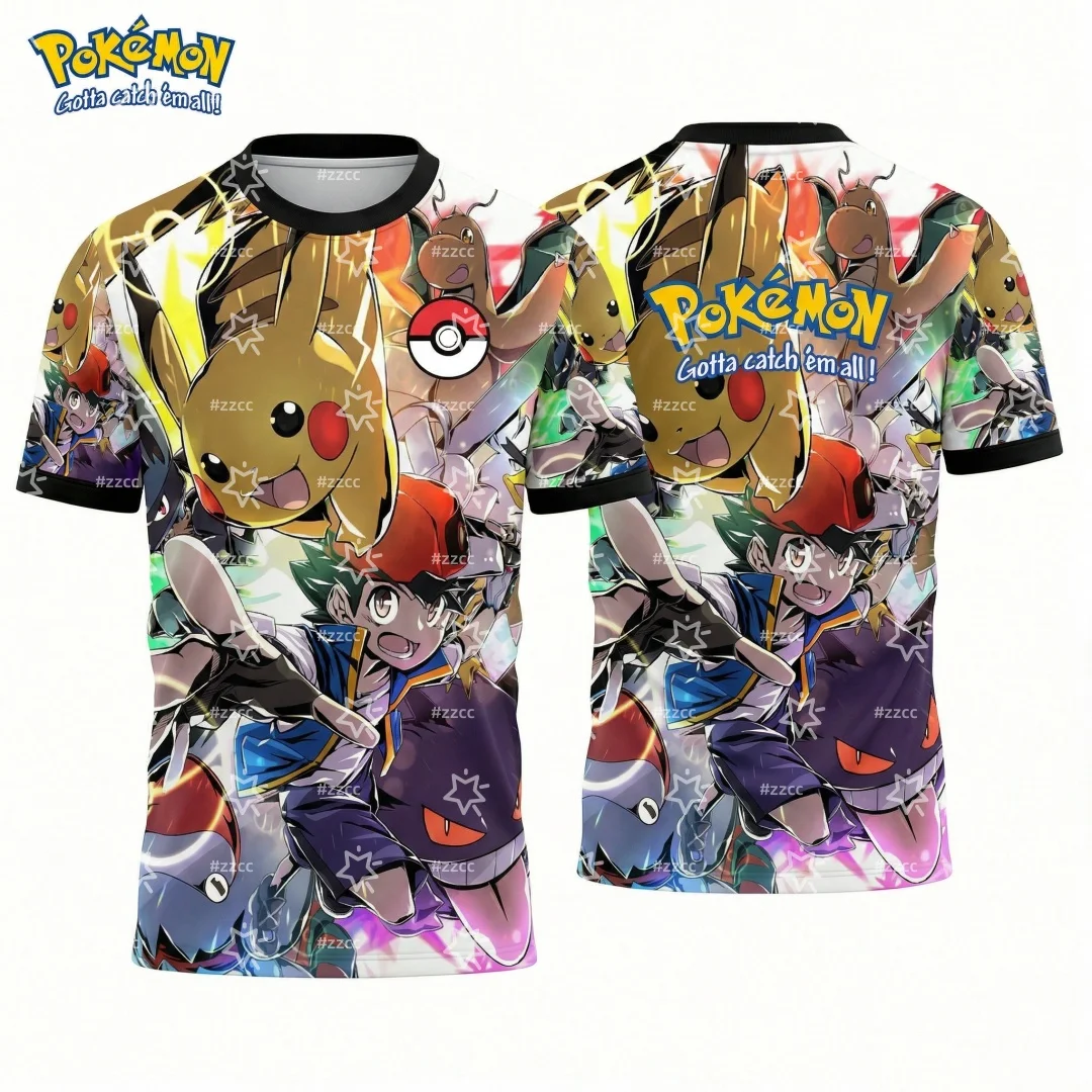 2026 Pokémon Graphic Football Jersey Japanese anime T-shirt Spring Sports Dry Quickly Men's T-Shirt Kid's Clothing Tee Y2k Woman