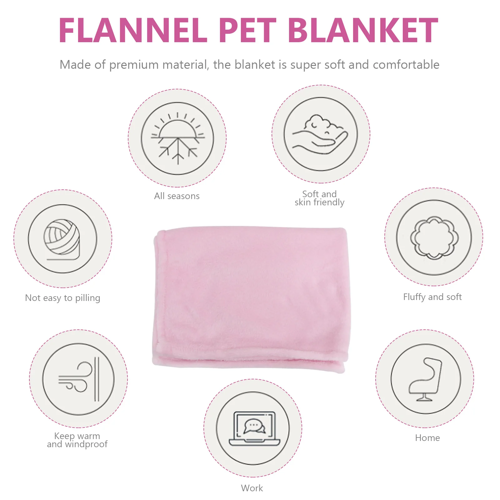 

Fleece Pet Blanket Soft Comfortable Warm Extra Light Weight Elaborate Stitching Pink Small Waterproof for Dogs