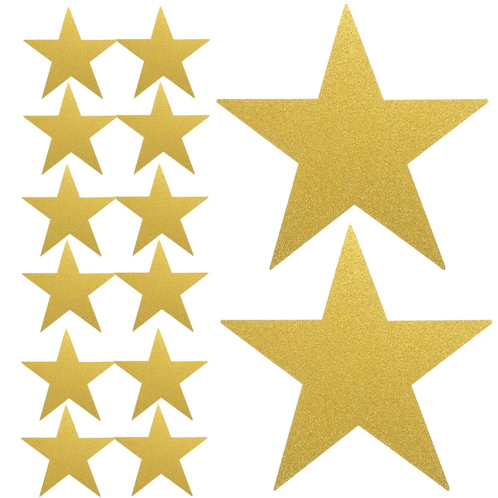 

Glitter Paper Five-pointed Star Birthday Confetti Double Sided Decorations Printed Stars Gold Cutouts Large