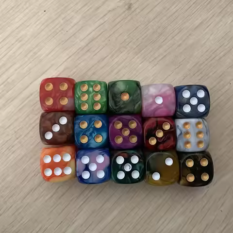 5pcs/set Two-color Dice Puzzle Game 15 Kinds Colorful Point Dice Funny Game 16mm