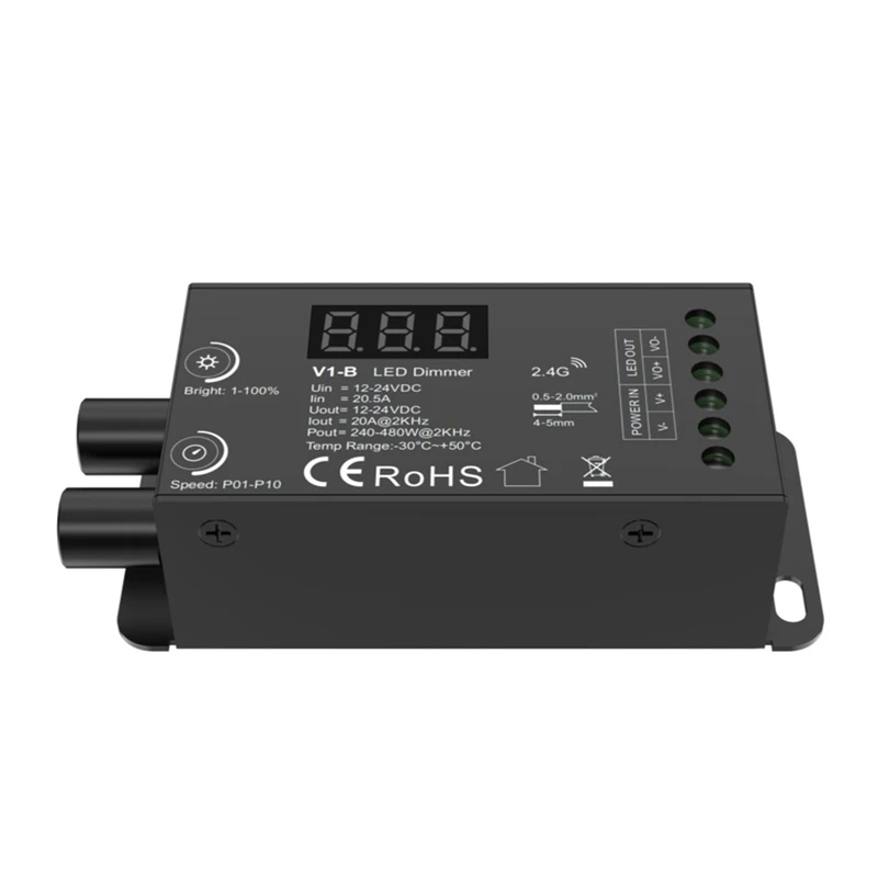 Dual Knob Constant Voltage LED Dmmer 1Chx20a Wireless Remote Control Numeric Display CV Controller V1-B
