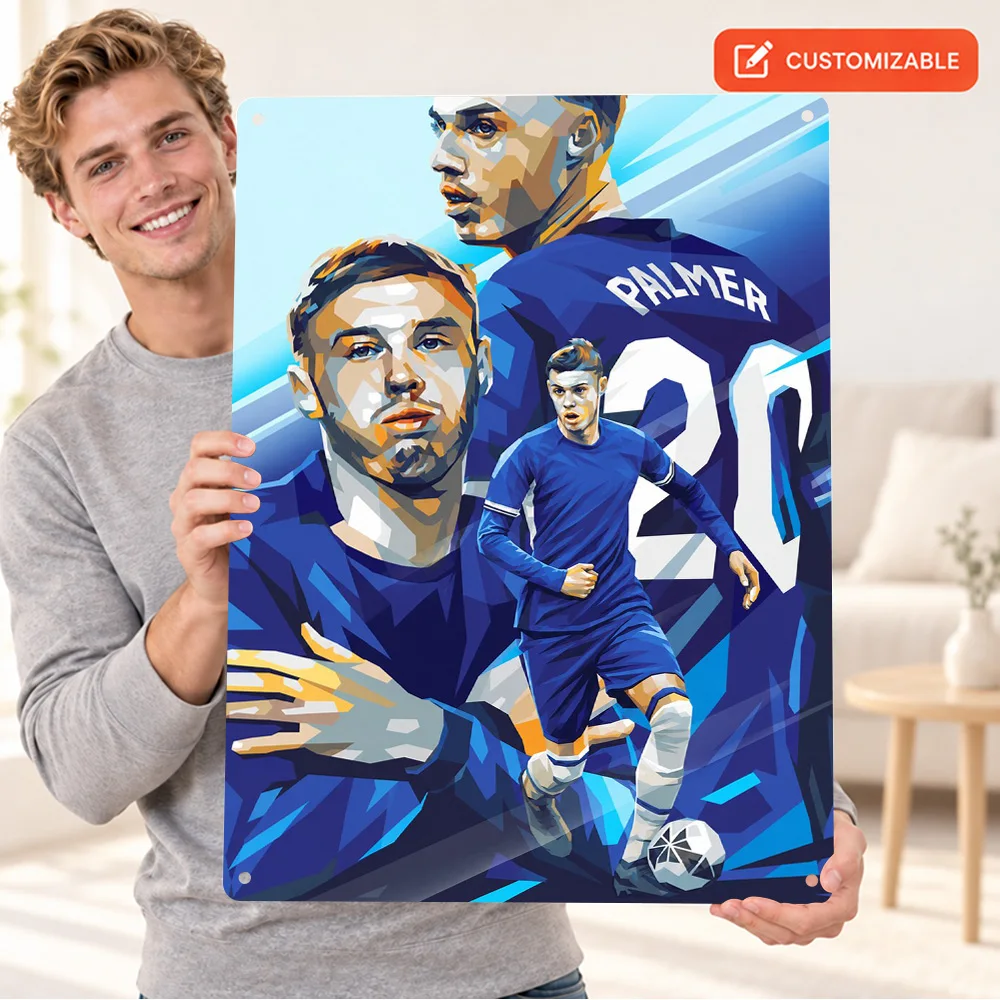 Cole Palmer Football Player Textured Metal Poster Personalized Aluminum Sign Colorful Graphic Design Wall Art For Sports Room