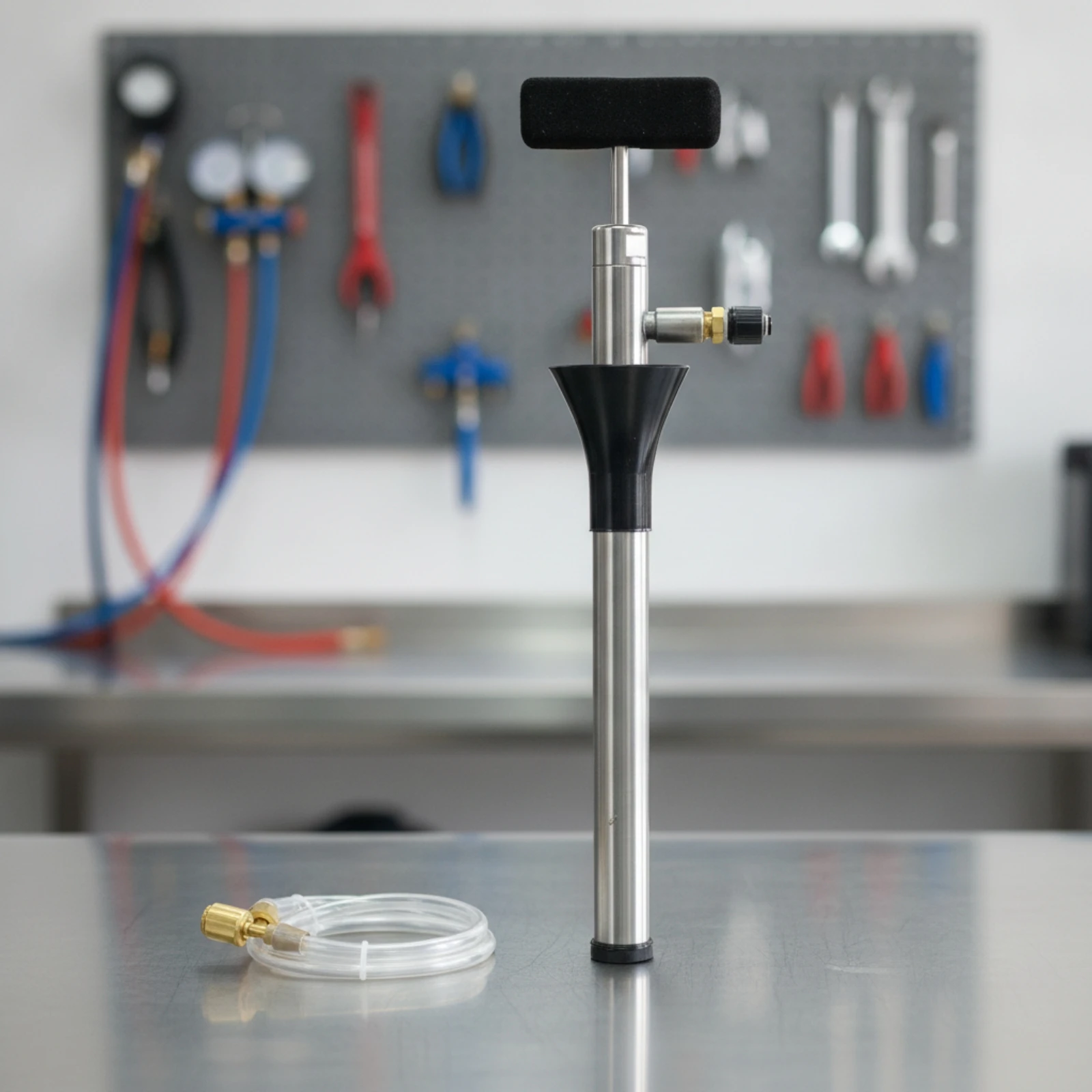 Manual Oil Pump Hand-Operated Oil Pump with Transparent Tube Fluid Extractor with Tubes Stainless Steel for Technicians