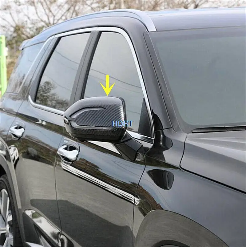 

For Hyundai Palisade 2022 + Carbon Fiber Car Side Door Rear View Frame Rearview Mirror Decoration Sticker Cover Trim Accessories