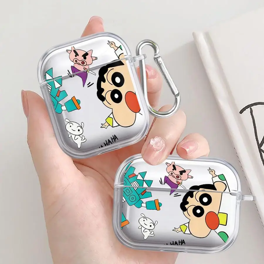 Clear Earphone Cases Cover Case For Airpods Pro2 1 Pro 4 3 2 Pro3 Cartoon Crayons Shinchan