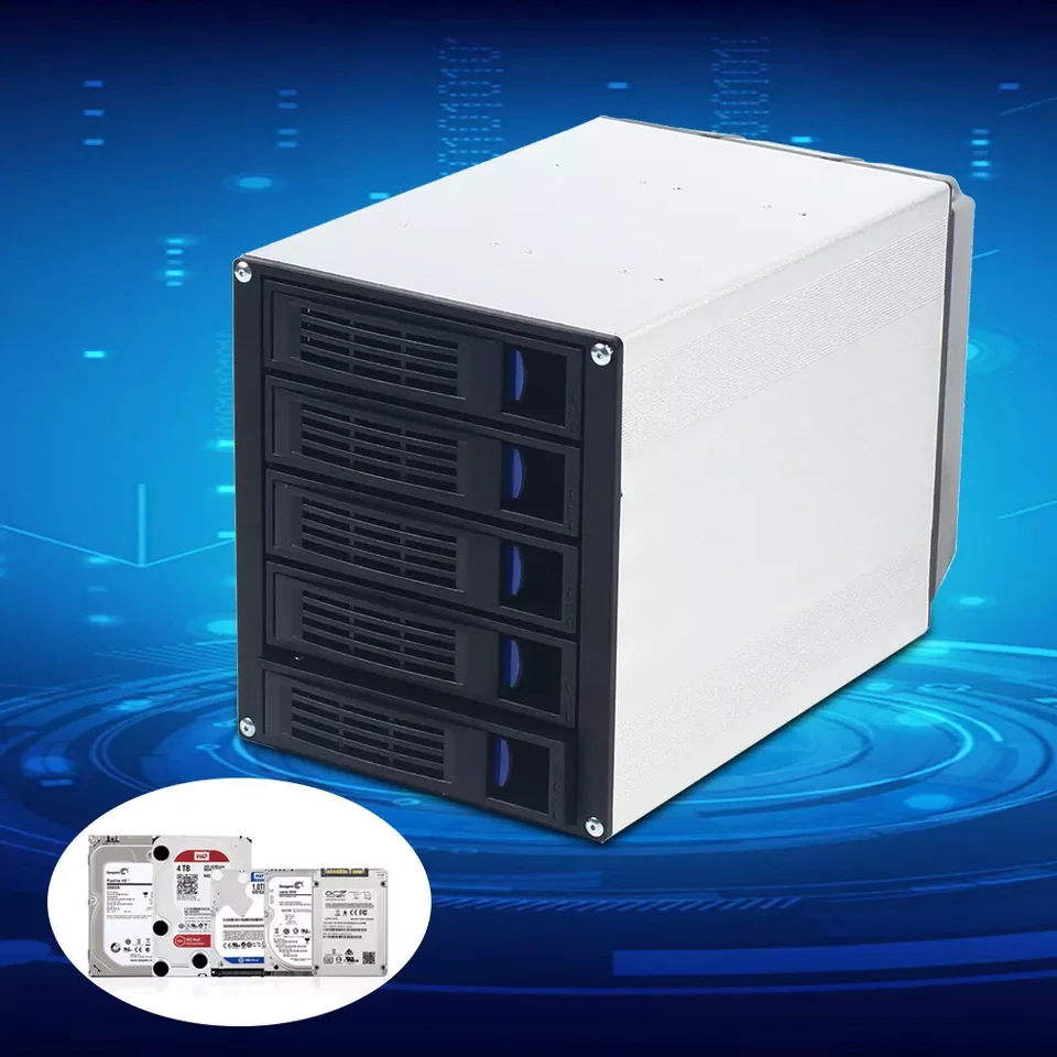 حاوية القرص الصلب قفص مبادلة ساخنة 5-Bay 3x5.25 "Drive Bays 5x SATA 3.5"/2.5"Sas HDD #3